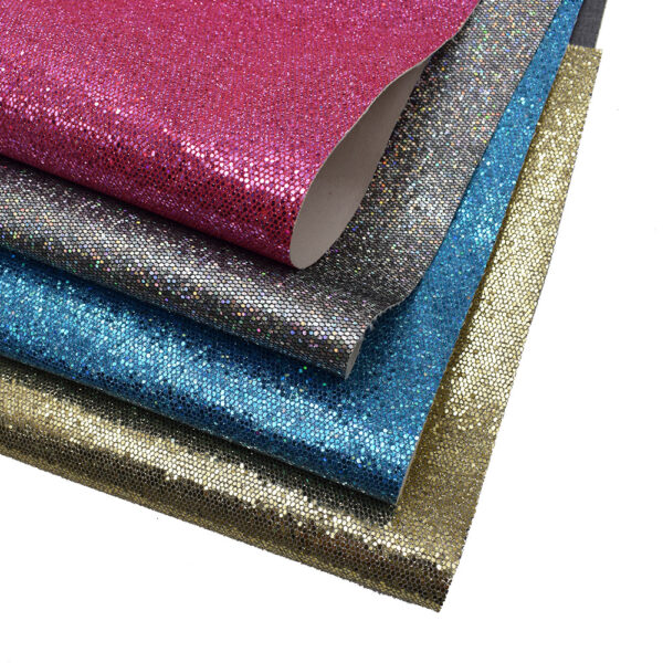Mesh Glitter Fabric PU Leather with Shining Net Bag for Electronic Packaging Waterproof Elastic Decorative Roll Woven Backing - Image 13
