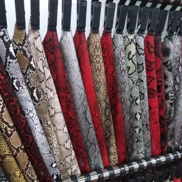 Stamping Snake Skin Pattern Pu Synthetic Leather for Shoes Bags Belt Garment - Image 7
