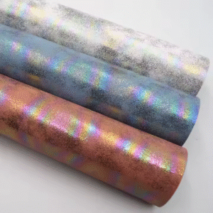 Artificial Leather Fabric Shiny Illusive Faux PU Artificial Leather for Luggage Bag