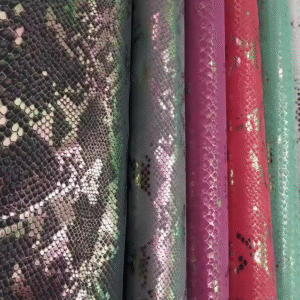 Wholesale Brushed Faux Snake Pu Leather Fabric for Shoes Garment Bags
