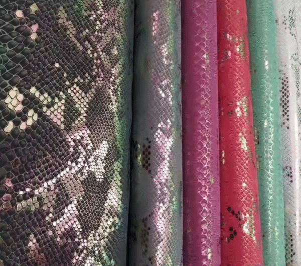Wholesale Brushed Faux Snake Pu Leather Fabric for Shoes Garment Bags