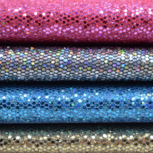 Mesh Glitter Fabric PU Leather with Shining Net Bag for Electronic Packaging Waterproof Elastic Decorative Roll Woven Backing
