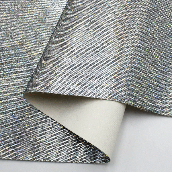 Mesh Glitter Fabric PU Leather with Shining Net Bag for Electronic Packaging Waterproof Elastic Decorative Roll Woven Backing - Image 3